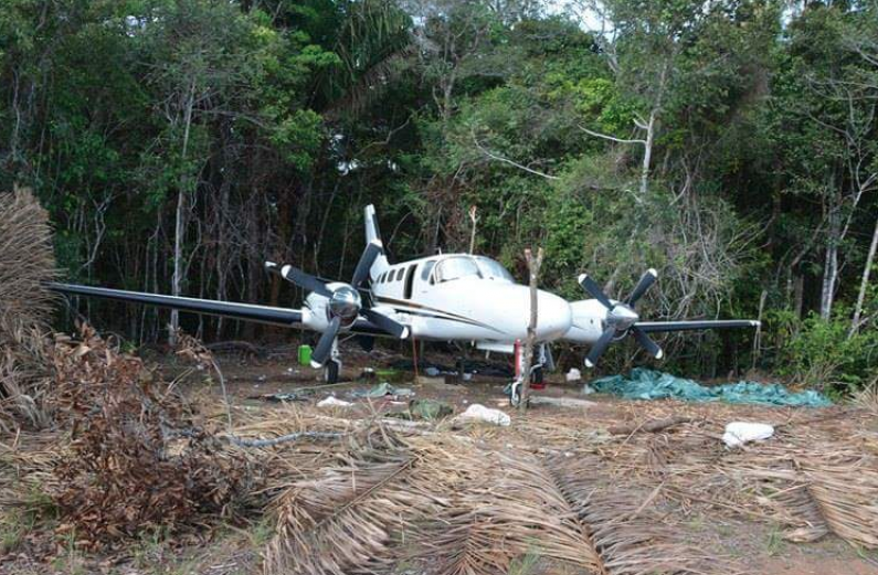 The abandoned illegal aircraft discovered in Yupukari, Region Nine 