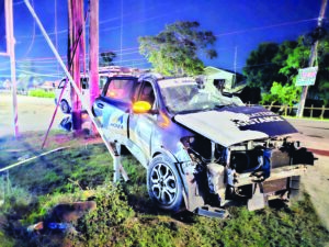 Berbice duo seriously injured after vehicle slams into GPL pole