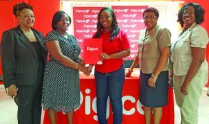 Administrator (ag) National School of Theatre Arts and Drama, Margaret Lawrence; Director of Culture (ag) Tamika Boatswain; Digicel’s Sponsorship Executive Louanna Abrams; Drama Coordinator Unit of Allied Arts, Loraine Barker King and Lavon George