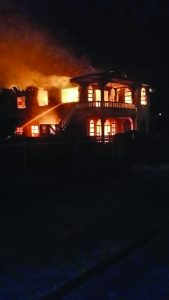 Fire blazes through the home on Saturday night 