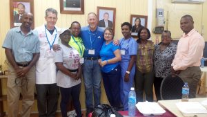 Raphael Medical Missions and Bridge the Gap team members along with staff of the Linden Hospital Complex
