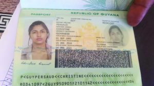 The passport used by Anjanie Boodnarine  