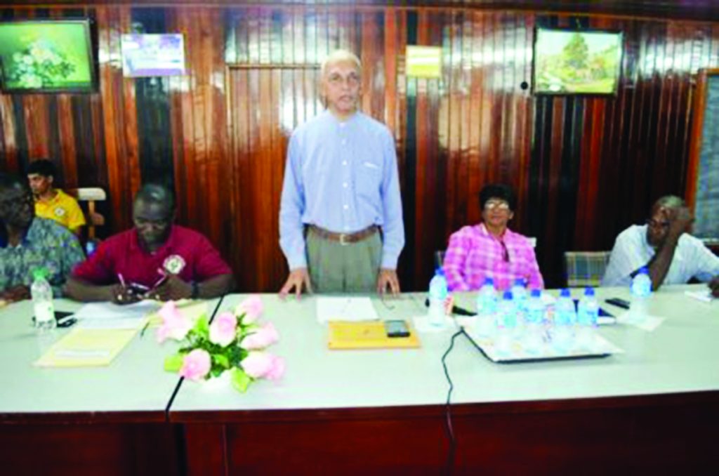 Communities Minister Ronald Bulkan addressing Councillors in Region Two 