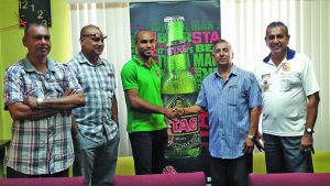 We thank you very much. President of the GFSCA, Ramchand Ragbeer (second from right) expressing his gratitude to Stag Beer Brand Manage, Lindon Henry while (from left) Ramesh Sunich, Ricky Deonarain and Jailall Deodass share the moment