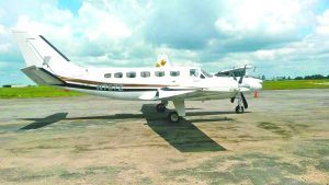 The aircraft upon arrival at CJIA