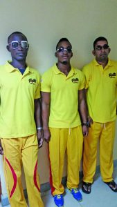 The three Guyanese players selected; from L-R, Leroy Phillips, Kevin Douglas and Ganesh Singh 
