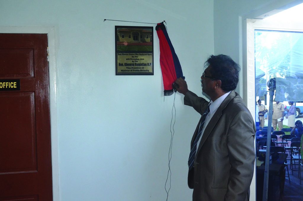 Honourable Public Security Minister Khemraj Ramjattan unveils the plaque to officially open the modern facility  