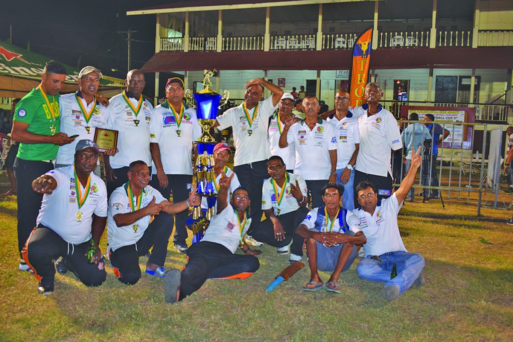 Floodlights Masters after winning Guyana Softball Cup 6. Richard Persaud is standing at the extreme right 
