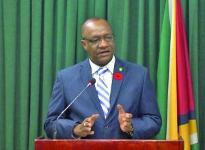 Minister of State, Joseph Harmon addressing Thursday’s news conference