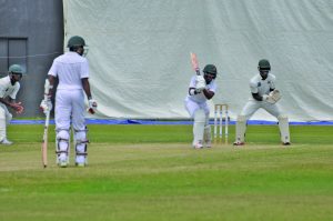 Jaguars Captain Leon Johnson gathers runs on the off side in a key partnership with Rajendra Chandrika 