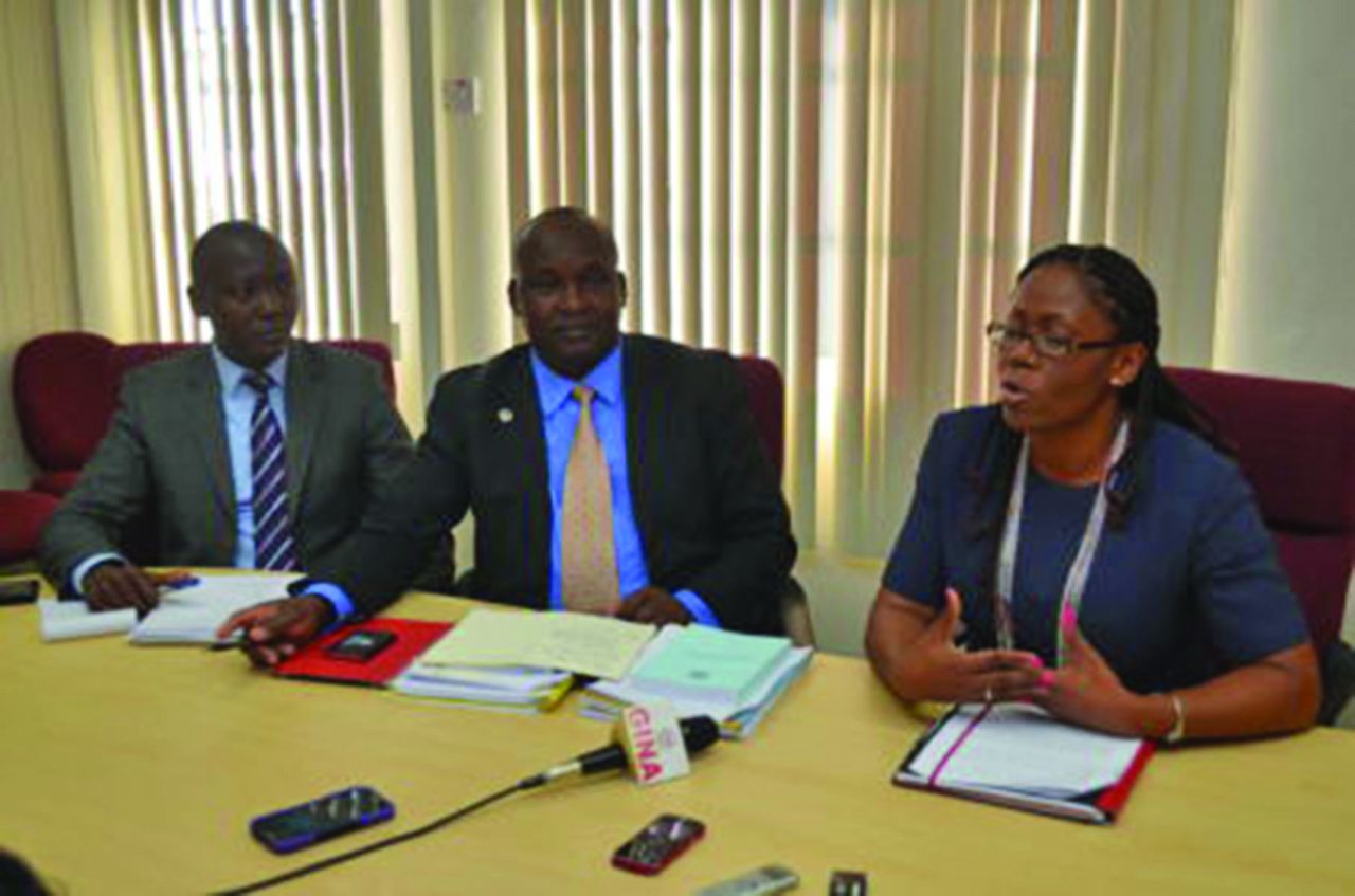 Acting Assistant Commissioner, Directorate of Petroleum in Uganda, Dozith Abinomugisha (centre); Senior Petroleum Geophysicist, Directorate of Petroleum in Uganda, Alex Nyambi and local Natural Resources Ministry Legal Officer, Joanna Homer 