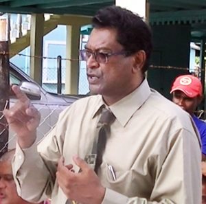 Public Security Minister Khemraj Ramjattan speaking to Berbice residents