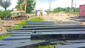 Works being done to a collapsed section of Burnham Drive 