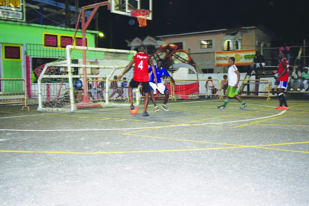  Easy does it! “Brown Boy” (#4) and the goalie alone