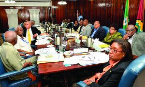 President David Granger along with members of the Cabinet meeting with GuySuCo’s Board of Directors 