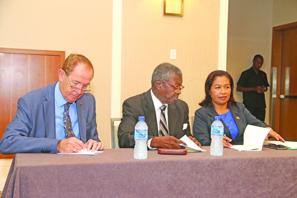 UK parliamentarian, Sir Kevin Barron and Speaker of the National Assembly, Dr Barton Scotland at the head table 