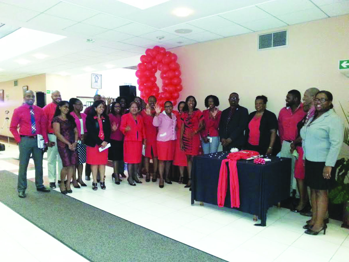 The representatives from PANCAP, Caricom, the Public Health Ministry and other organisations at the event held in observance of World AIDS Day   