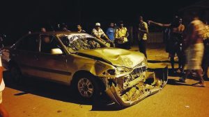 The damaged car driven by Persaud