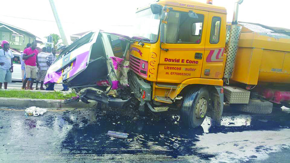 The lorry that collided with the minibus