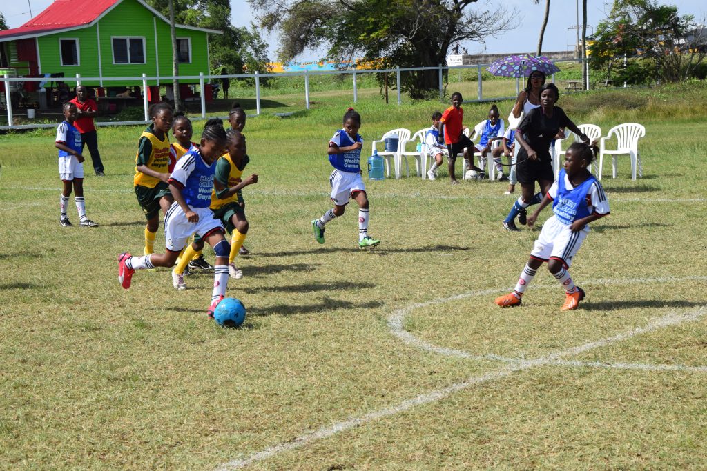 St Angela’s (blue bib) rebounded from an early goal to  book their spot in the final 