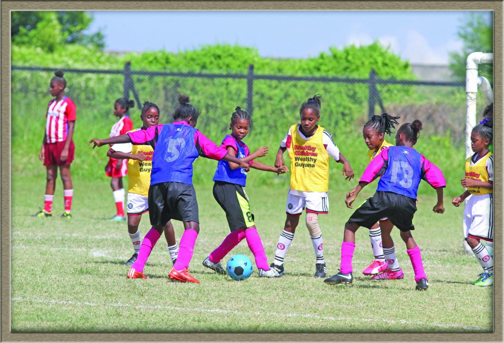 This St. Angela’s player battles her for possession with the ball  in their side’s 1-0 win over St. Stephen’s  