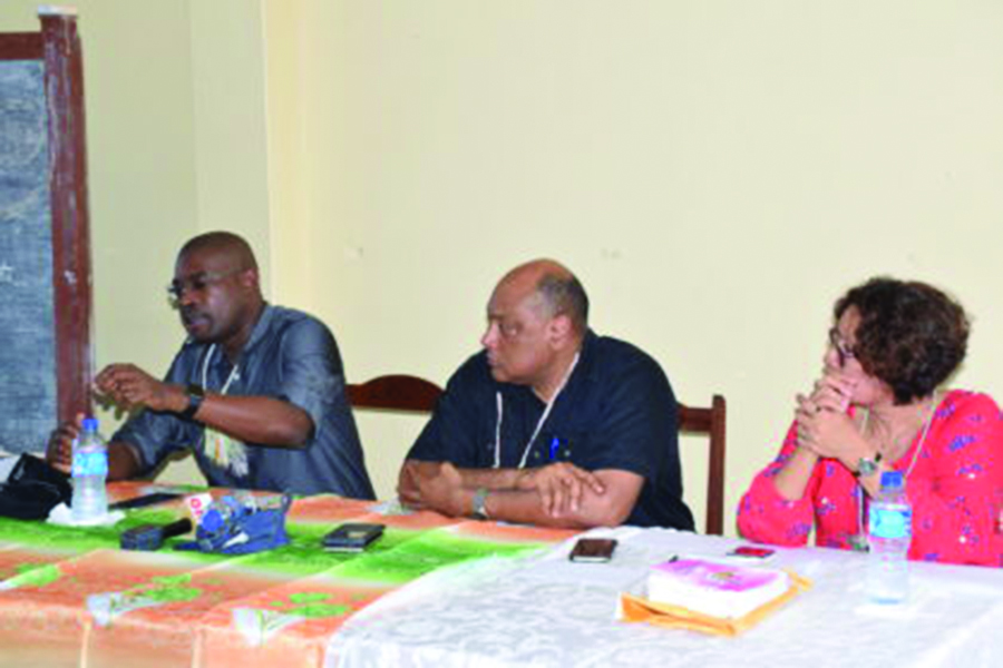 From left: Public Infrastructure Minister, David Patterson; Natural Resources Minister Raphael Trotman and Minister within the Indigenous Peoples’ Affairs Ministry Valerie Garrido-Lowe 