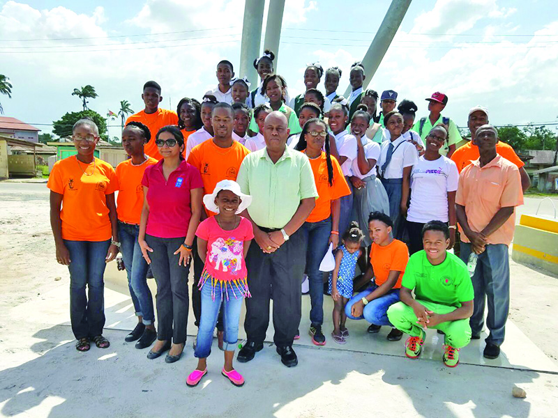 Linden Youth Leaders, Mayor Carwyn Holland at the rally along with UN representative Shabnam Mallick and students  