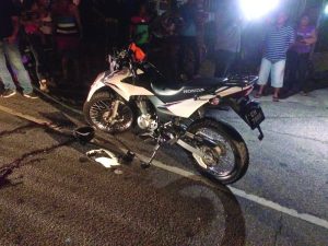 The motorcycle involved in the accident