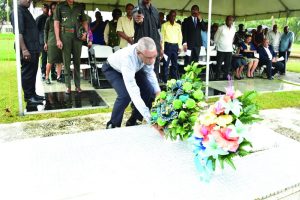 President David Granger pays respect to former President Hugh Desmond Hoyte, SC