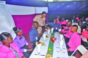 Deputy Commissioner of Police David Ramnarine treats trainee ranks at the Officers’ Mess Annex, Eve Leary