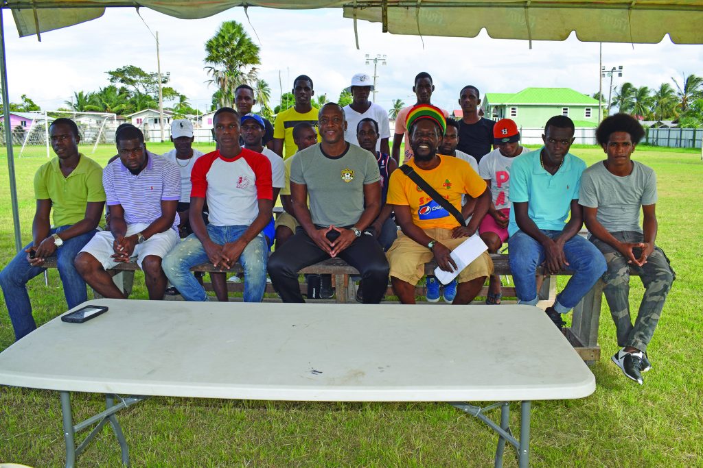 Alex Bunbury (centre, front row) with members of the Fruta Conquerors team at the Tucville Ground 