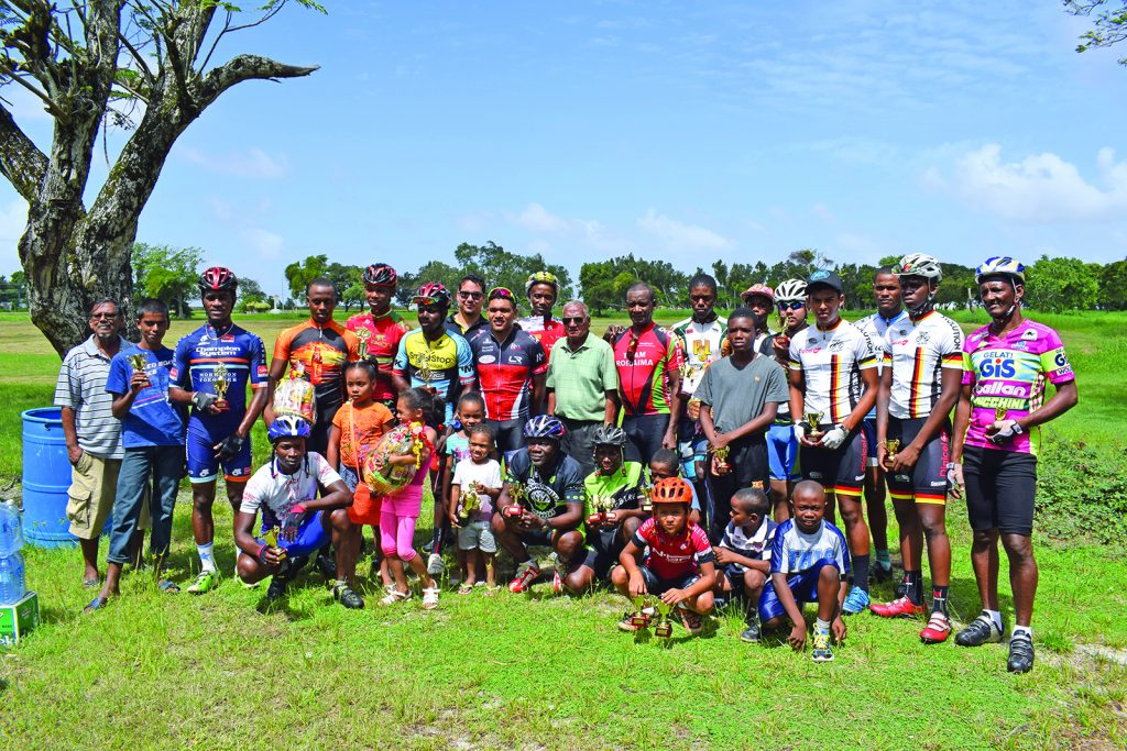 Winners Row! The jubilant group of winners, organisers and sponsors of the 24th annual Ricks and Sari 11-Stage cycling race 