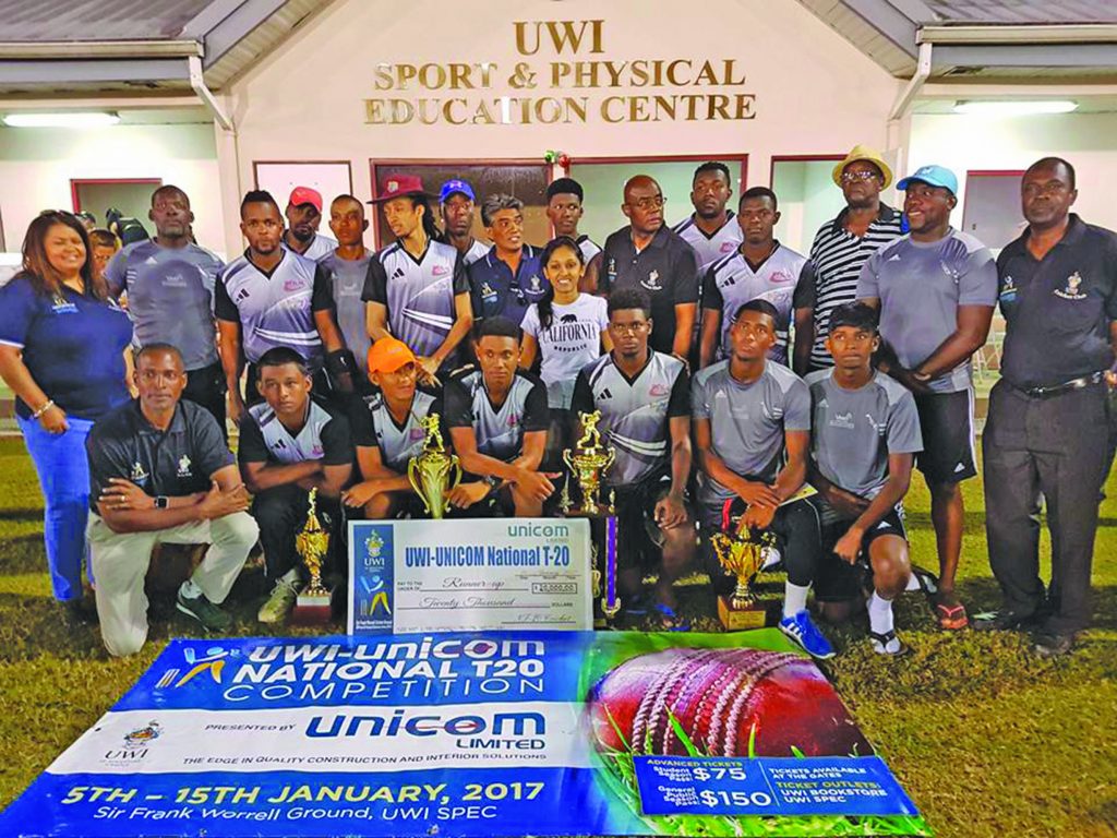  The Demerara Cricket Club players alongside officials at the Sir Frank Worrell Cricket Ground 