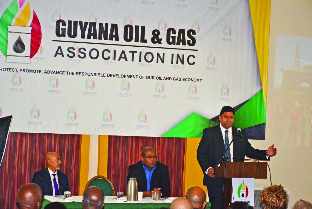 Former T&T Energy Minister Kevin Ramnarine addressing the gathering in Guyana 