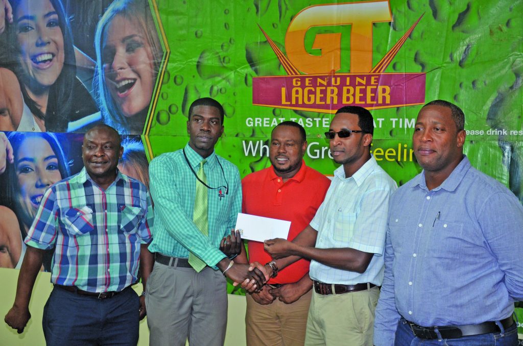 (L-R) PRO  Troy Peters,  Petra Organisation Mark Alleyne, Petra’s Co-Director Troy Mendonca, GT Beer Brand  Manager Jeoff Clement, Banks DIH Outdoor Events  Manager  Mortimer Stuart at the presentation on Thursday 