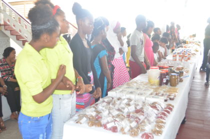 A variety of food and products made by the youths