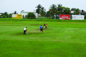 Beaten and bowled! Troy Boodhoo was cleaned up by Unis Yusuf as HS were bundled out by Ariel  