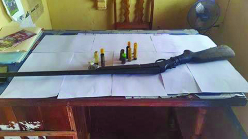 Two of the illegal firearms and ammunition that were seized  