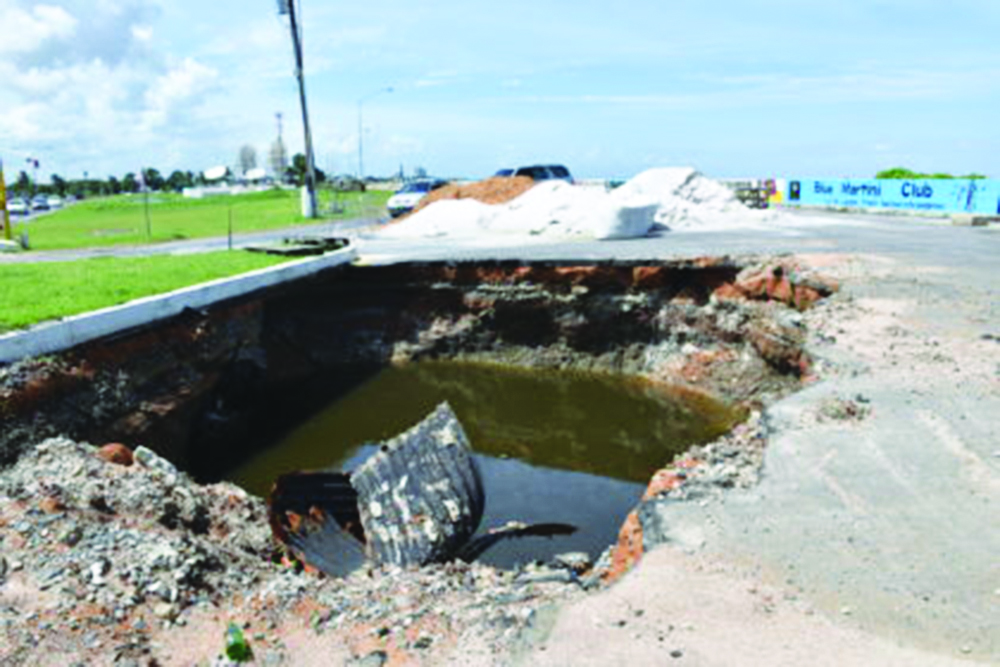 One of the sinkholes on the Kitty Public Road 