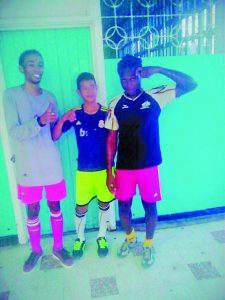 The winning team after their final game; (from left) Omar Hopkinson, Kamai James and Courtney Marcus 