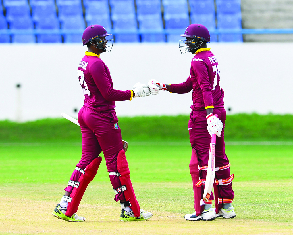 during the Group "A" match between West Indies Under 19 and Kent Spitfires in the WICB Super50 Tournament on Thursday, February 02, 2017 at Sir Vivian Richards Cricket Ground. Photo by WICB Media/Randy Brooks of Brooks Latouche Photography