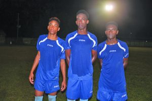 Eagles United goal scorers from left; Randolph Lewis, Kurt Johnson, Kellon Primo 