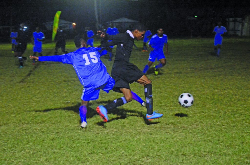 Ann’s Grove (blue) and Pouderoyen were in tussle the entire match as both sides sought their first victory 