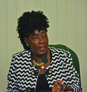 Junior Communities Minister Valarie Adams-Patterson  during a press briefing on Tuesday 