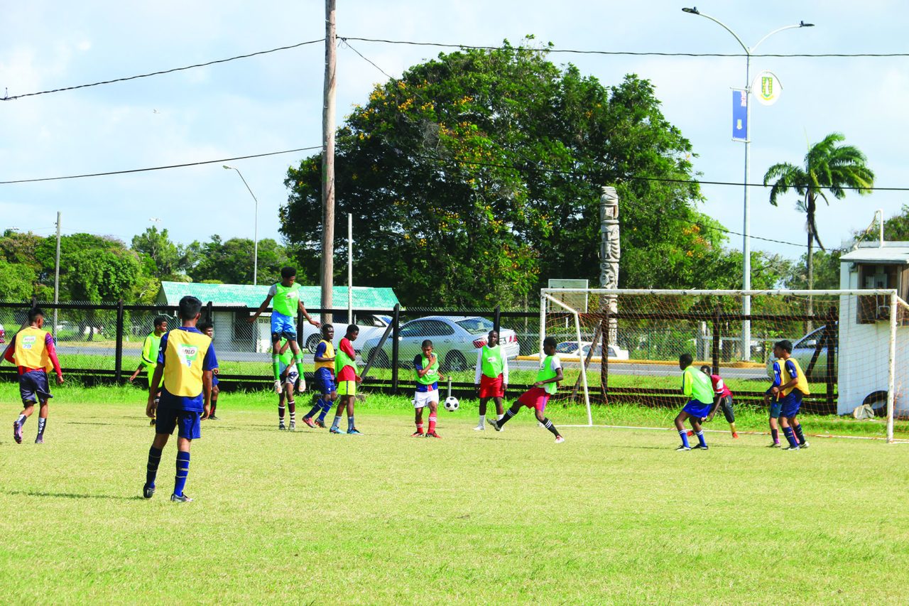 It  was high intensity  in all matches on Sunday afternoon at  the Ministry of Education Ground, Carifesta (Marceano Narine Photo) 