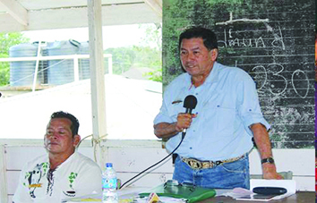 Vice President and Indigenous Peoples’ Affairs Minister Sydney Allicock during the North Rupununi District Development Board meeting 