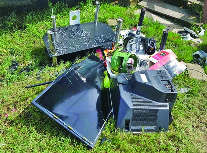 Some of the household items the 26-year-old threw out of the house