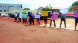 Residents protesting in Region Nine on Friday  