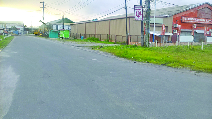 A section of the road on the Western half of the Industrial Estate which was rehabilitated some time ago         