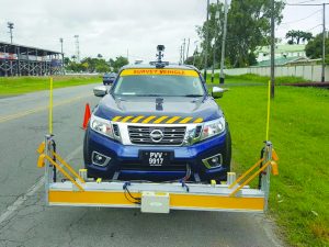 The ROMDAS data collection technology outfitted on a Public Infrastructure Ministry vehicle 
